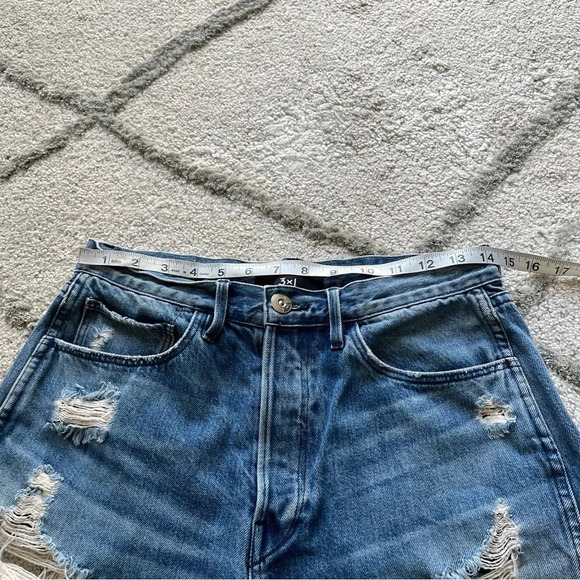 3X1 denim shorts high rise button fly distressed cut offs 28 - Picture 4 of 10